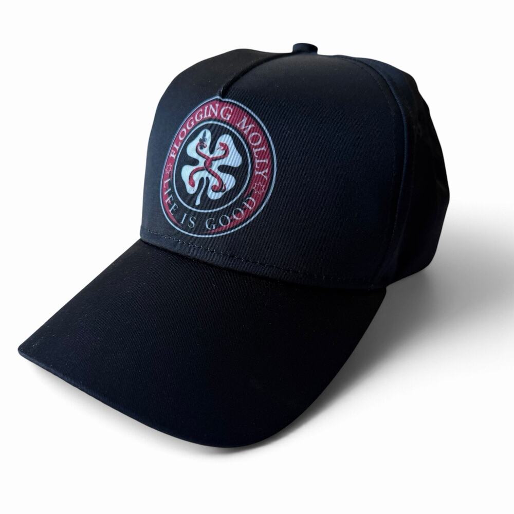 Flogging Molly Life Is Good Black Baseball Cap Hat Celtic Punk Band Adjustable